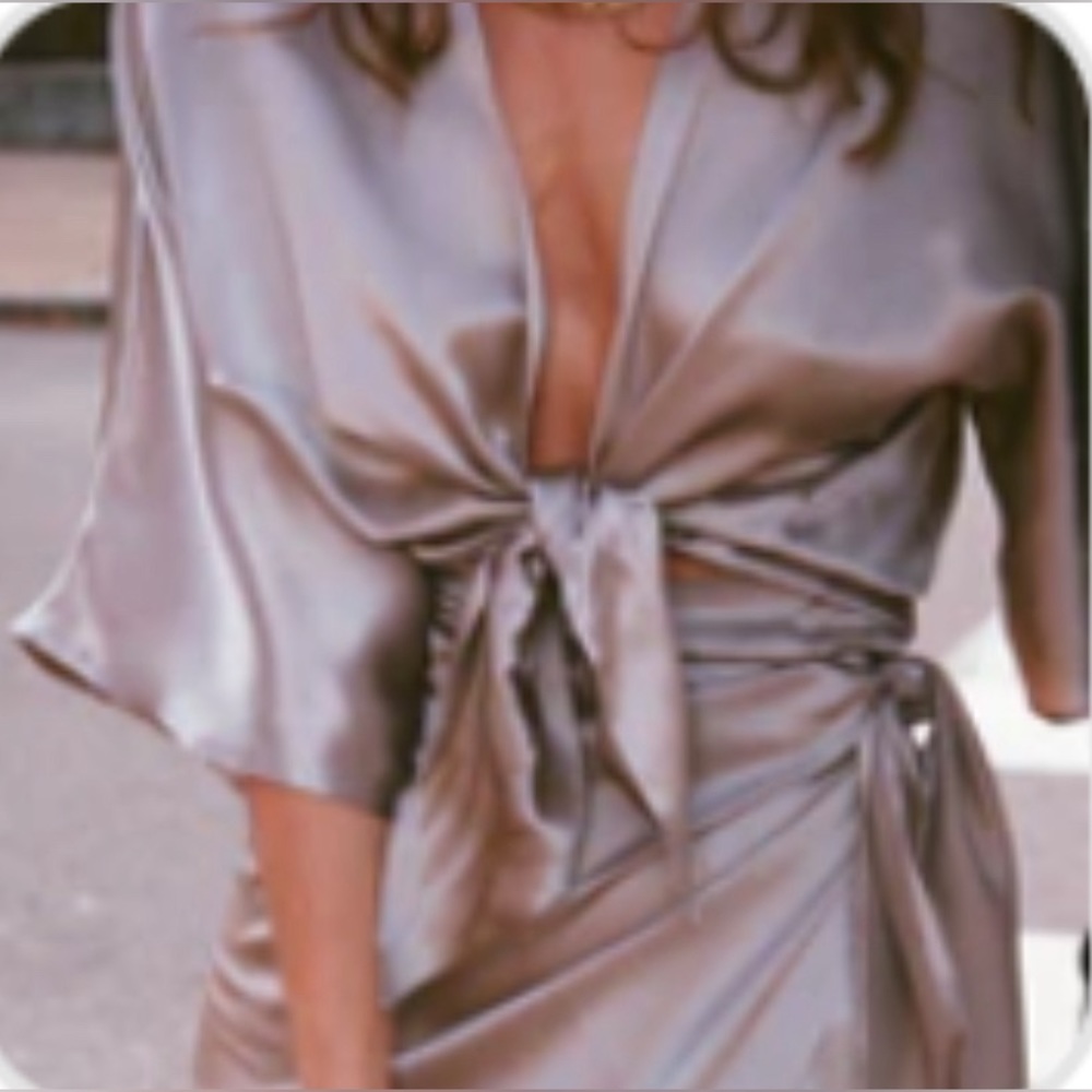 Na Nin Liquid Silk Bobbie Wrap Top And Skirt Set Small Medium S M